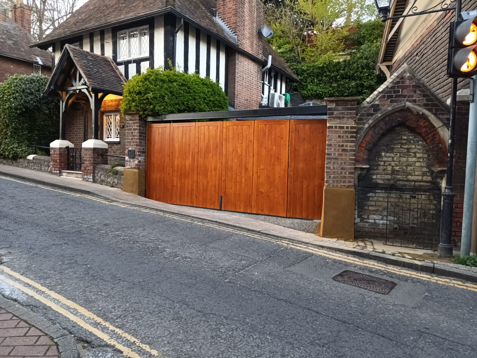 Bespoke timber gates and building work by Cover It Building on a period property in Kent